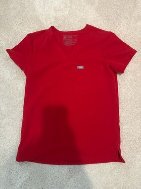 Figs Women’s V-Neck Scrub Top - Red